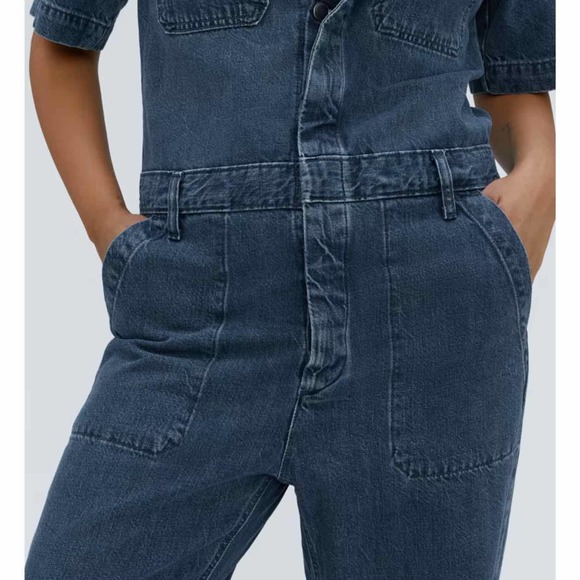 Everlane The Super Soft Organic Cotton Coverall Size 16 Dark Blue Wash - Picture 4 of 10